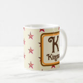 Monogram Initiaal Star Herfstkleuren Achternaam Koffiemok (Voorkant rechts)