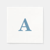 Monogram Initiaal Stusty Blue Elegant Custom Name Servet (Voorkant)