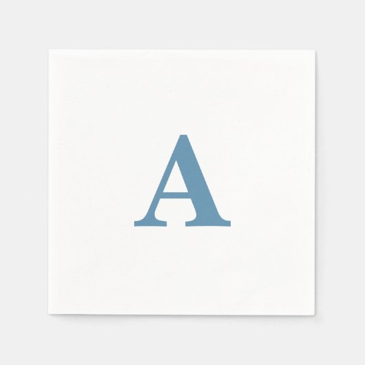 Monogram Initiaal Stusty Blue Elegant Custom Name Servet (Voorkant)