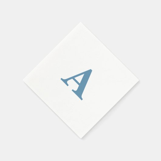 Monogram Initiaal Stusty Blue Elegant Custom Name Servet (Hoek)