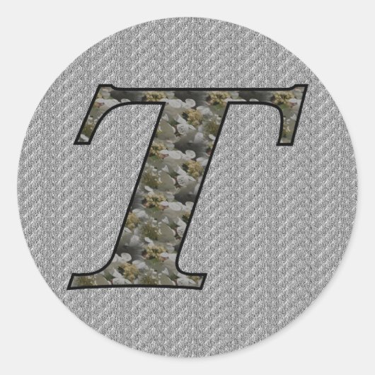 Monogram Initiaal T Hydrangea Floral Sticker (Voorkant)