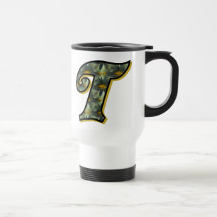 Monogram Initiaal T Madeliefjes Bloemkunst Reisbeker