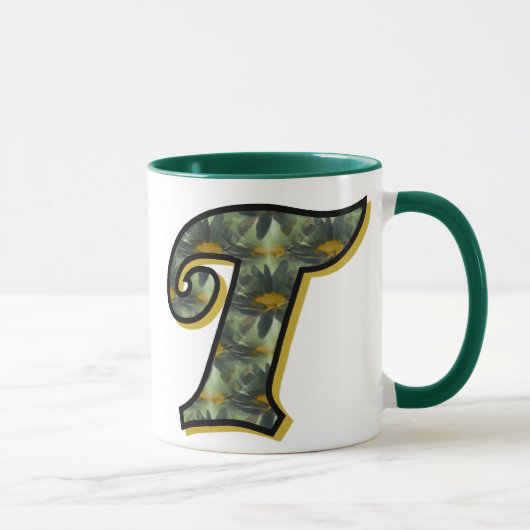Monogram Initiaal T Madeliefjes Bloemstuk Mok (Rechts)