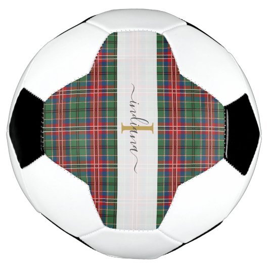 Monogram Initiaal Tartan speldenscriptnaam Voetbal (Gedraaid)