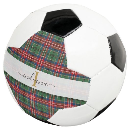 Monogram Initiaal Tartan speldenscriptnaam Voetbal (Drie kwart)