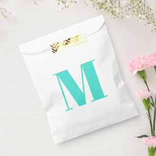 Monogram initiaal turquoise white gift aanpassen bedankzakje