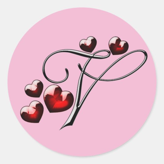 Monogram initiaal V-stickers Ronde Sticker (Voorkant)