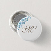 Monogram Initiaal van het Franse Blauwe Vleur de L Ronde Button 3,2 Cm (Voorkant /achterkant)