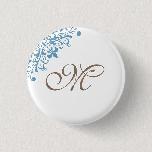 Monogram Initiaal van het Franse Blauwe Vleur de L Ronde Button 3,2 Cm (Voorkant)