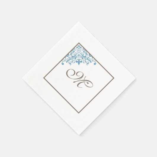 Monogram Initiaal van het Franse Blauwe Vleur de L Servet (Hoek)