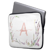 Monogram Initiaal van moderne Waterverf Laptop Sleeve (Voorkant Links)
