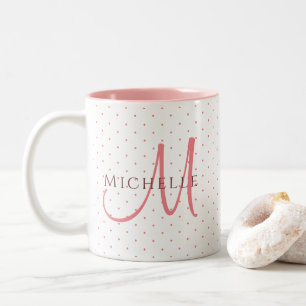 Monogram Initiaal Vervang Jouw naam Charisma Red Tweekleurige Koffiemok