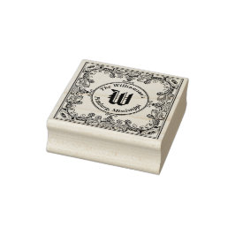 Monogram Initiaal vierkant filigraan naam adres Rubberstempel
