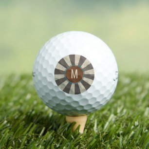 Monogram Initiaal Vintage Retro Zonneuitbarsting Golfballen
