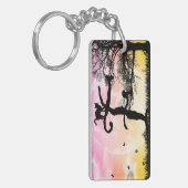 Monogram Initiaal, volledig maan en kat F Sleutelhanger (Voorkant Links)