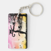 Monogram Initiaal, volledig maan en kat F Sleutelhanger (achterkant)