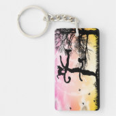 Monogram Initiaal, volledig maan en kat F Sleutelhanger (Voorkant)