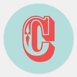 Monogram initiaal voor Letter C-carnavalstijl Ronde Sticker