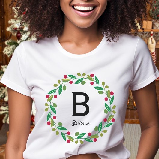 Monogram initiaal - vrouwen familie Kerst T-shirt