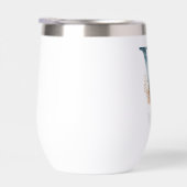 Monogram Initiaal W Blue Floral Waterverf Gift Haa (Rechts)