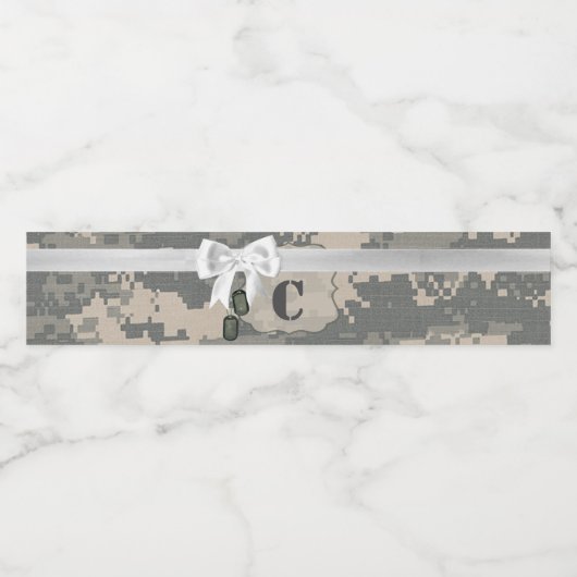 Monogram Initiaal Waterflesetiket ARMY ACU Camo Waterfles Etiket (Enkel label)