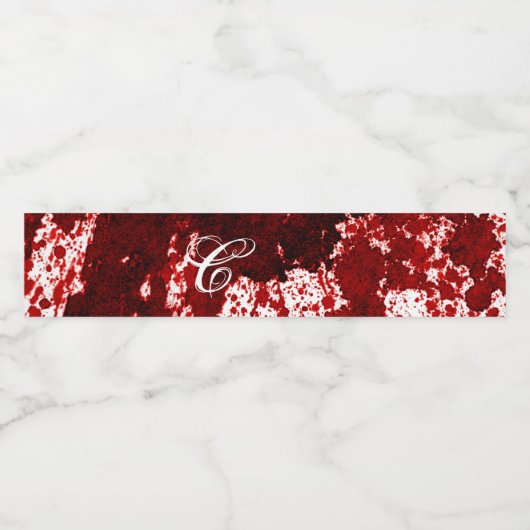 Monogram Initiaal Waterflesetiket Bloedspat Waterfles Etiket (Enkel label)