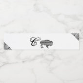 Monogram Initiaal Waterflesetiket Boho Buffalo T Waterfles Etiket (Enkel label)