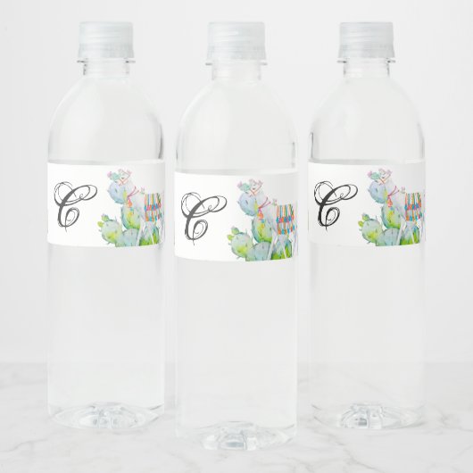 Monogram Initiaal Waterflesetiket Boho Llama Boh Waterfles Etiket (Flessen)