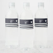 Monogram Initiaal Waterflesetiket Navy Blues Waterfles Etiket (Flessen)
