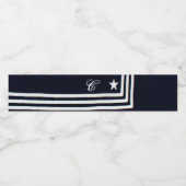 Monogram Initiaal Waterflesetiket Navy Blues Waterfles Etiket (Enkel label)