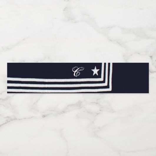 Monogram Initiaal Waterflesetiket Navy Blues Waterfles Etiket (Enkel label)