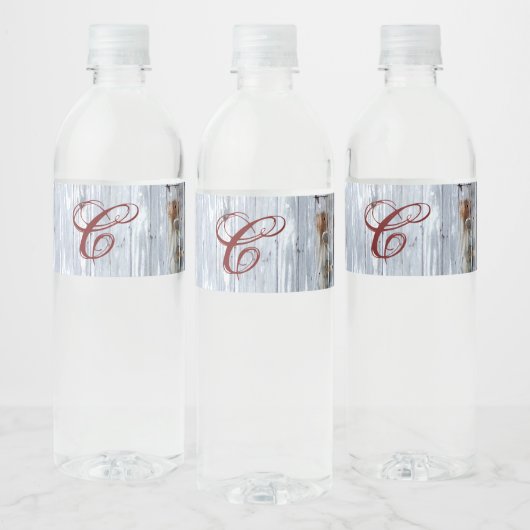 Monogram Initiaal Waterflesetiket Witte Was Woo Waterfles Etiket (Flessen)