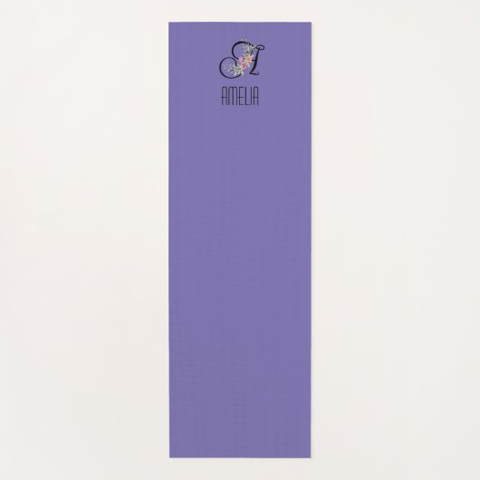 Monogram initiaal waterverf bloem lavendel yogamat (Voorkant)