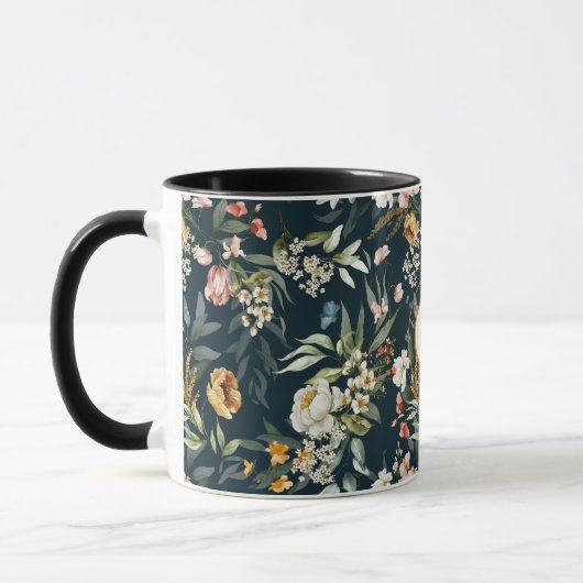 Monogram Initiaal,  Waterverf Bloemen Combo Mok (Links)