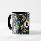 Monogram Initiaal,  Waterverf Bloemen Combo Mok (Voorkant links)