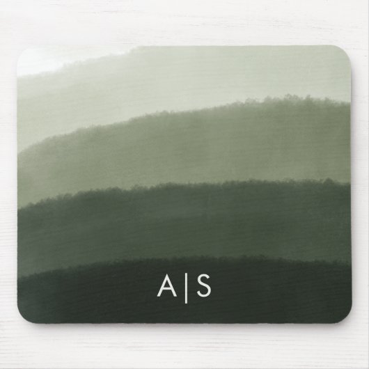Monogram Initiaal Waterverf Oerwoud Groen Ombre Muismat (Voorkant)