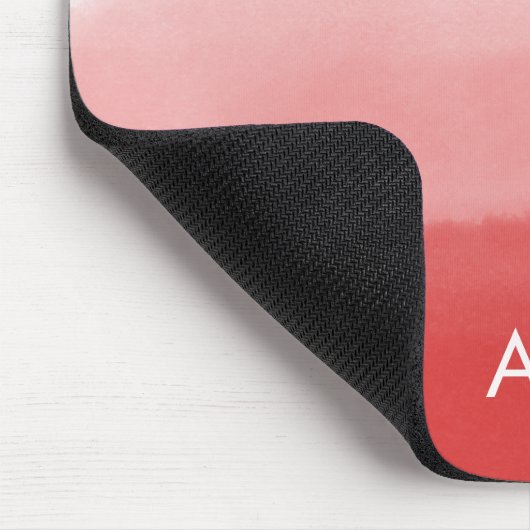 Monogram Initiaal Waterverf Vervaagd Koraal Rood O Muismat (Hoek)