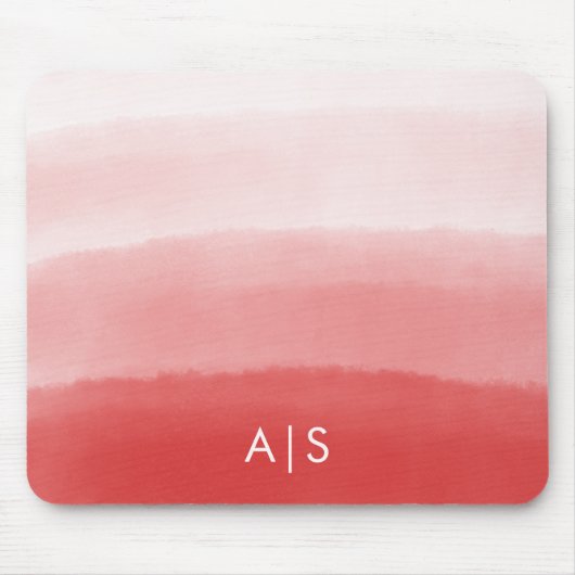 Monogram Initiaal Waterverf Vervaagd Koraal Rood O Muismat (Voorkant)