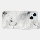 Monogram Initiaal wit grijs zwart goud marmer Case-Mate iPhone Case (Achterkant (horizontaal))