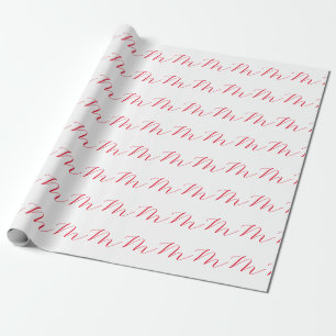 Monogram Initiaal Wit Rood Unieke Minimalist Cadeaupapier
