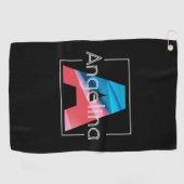 Monogram initiaal wit zwart letter Een golfhanddoe Golfhanddoek (Horizontaal)