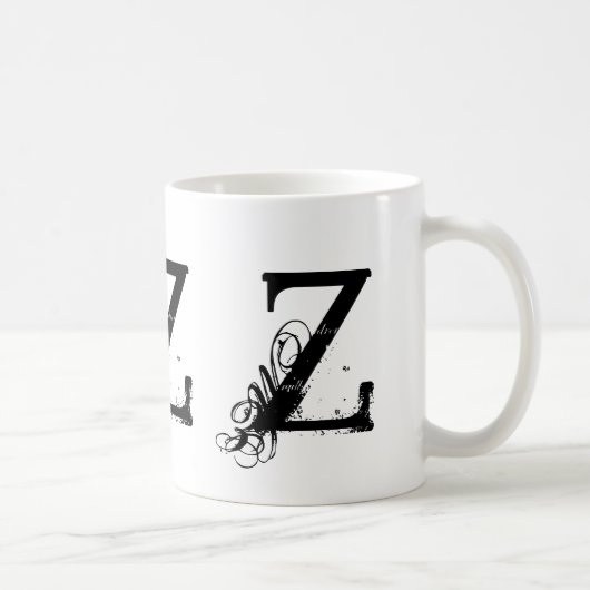 Monogram Initiaal Z zwarte & witte koffie Mok (Rechts)