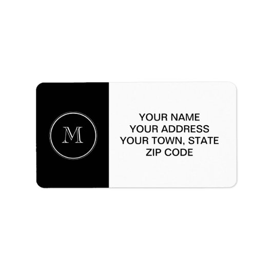 Monogram Initiaal zwart hoog gekleurd Etiket (Voorkant)