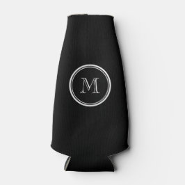 Monogram Initiaal zwart hoog gekleurd Flesjeskoeler