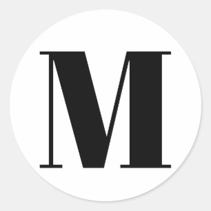 Monogram initiaal zwart-wit aanpassen ronde sticker