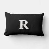 Monogram Initiaal Zwart Wit Eenvoudig Elegant Gesc Kussen (Voorkant)