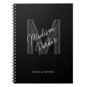 Monogram initiaal zwart-wit notitieboek (Voorkant)