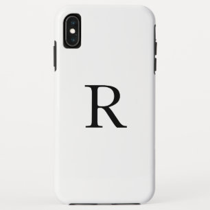 Monogram Initiaal zwart-wit, vaste kleurenkool iPhone XS Max Hoesje
