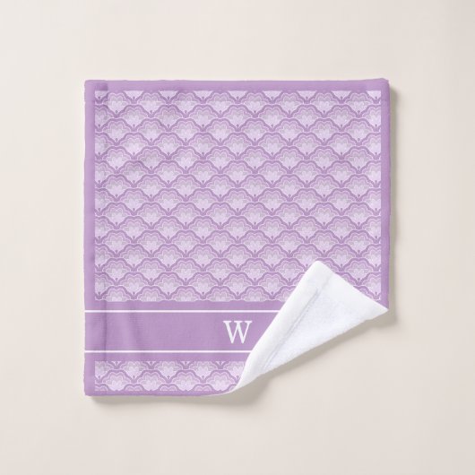 Monogram Initial Abstract Purple Floral Pattern (Gant de toilette)
