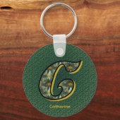 Monogram Initial C Daisies Art Personalized Sleutelhanger (Voorkant)